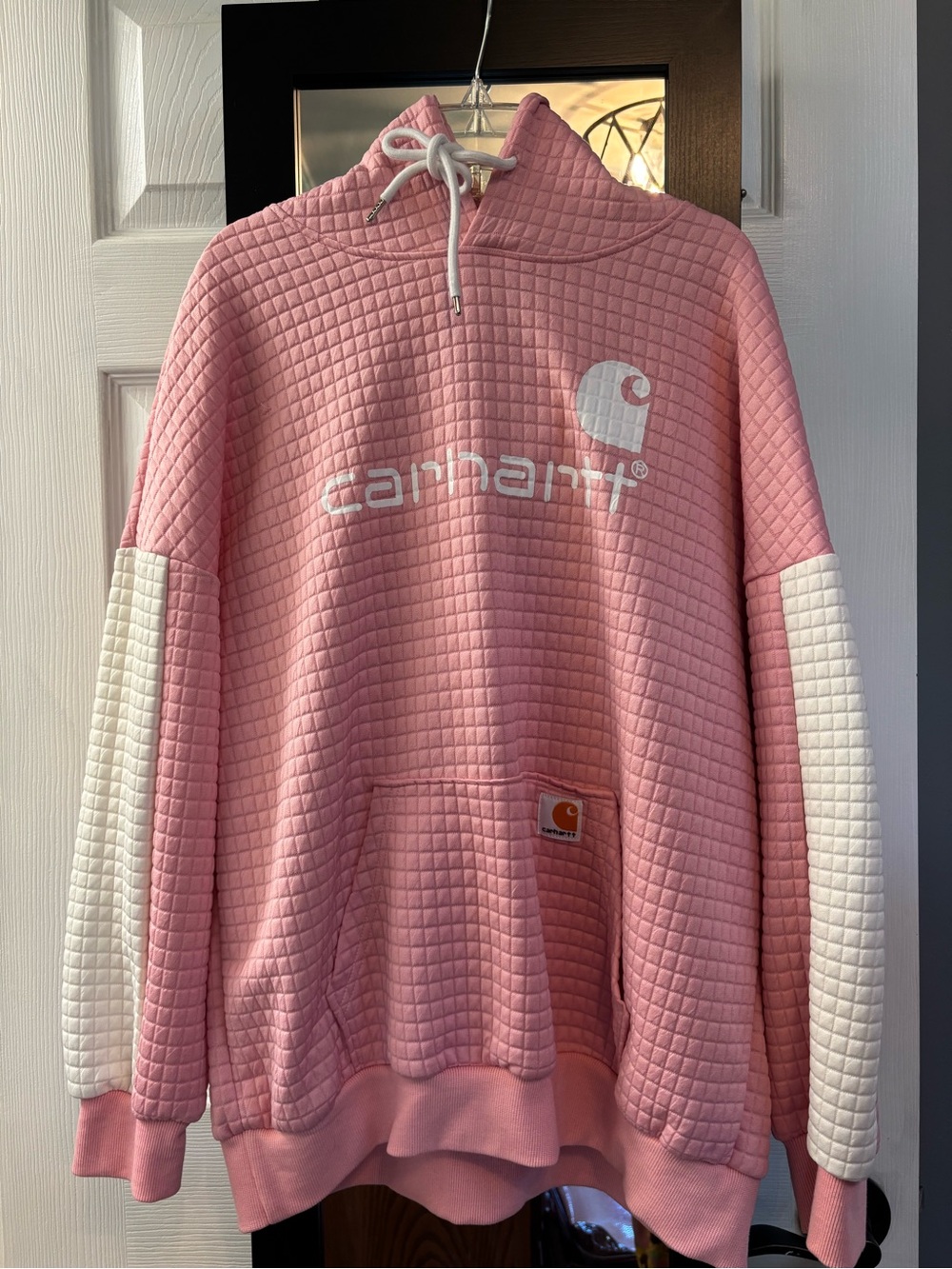 Carhartt Pink Quilted Oversized Sweatshirt Hoodie Sweatpants Set Small
